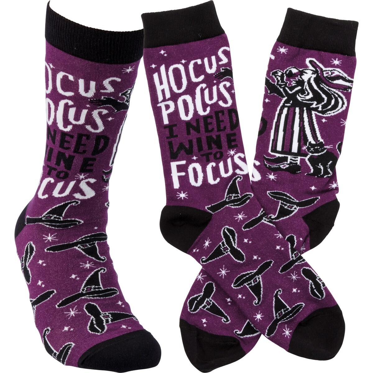 Hocus Pocus I Need Wine To Focus Socks