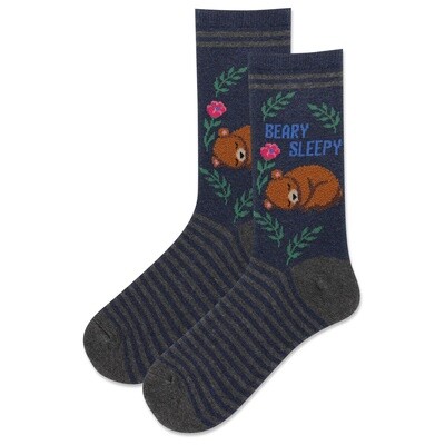 Fuzzy Beary Sleepy Denim Women's Socks