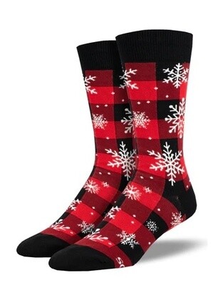 Snowflake Plaidern Red Men's Socks