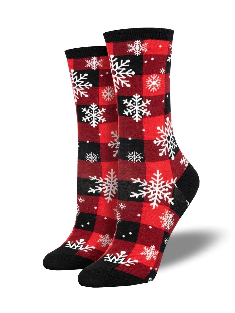Snowflake Plaidern Red Women's Socks
