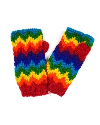 Rainbow Zig Zag Fingerless Gloves