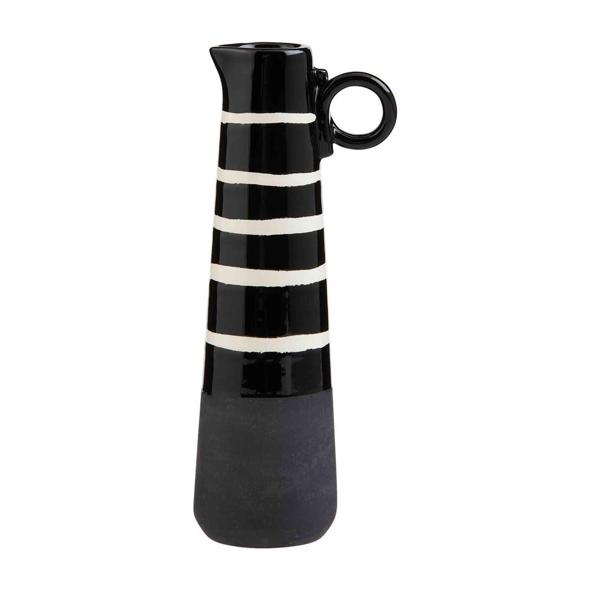 Large Black Stoneware Bud Vase