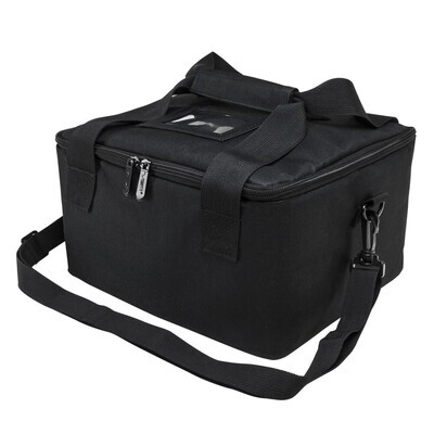 A rugged, black ballistic helmet case designed to securely store and protect tactical helmets. The case features a hard-shell exterior with reinforced stitching, a sturdy zipper closure, and a top handle for easy transport. Ideal for military, law enforcement, or tactical users needing durable protection for their ballistic helmets during travel or storage.
