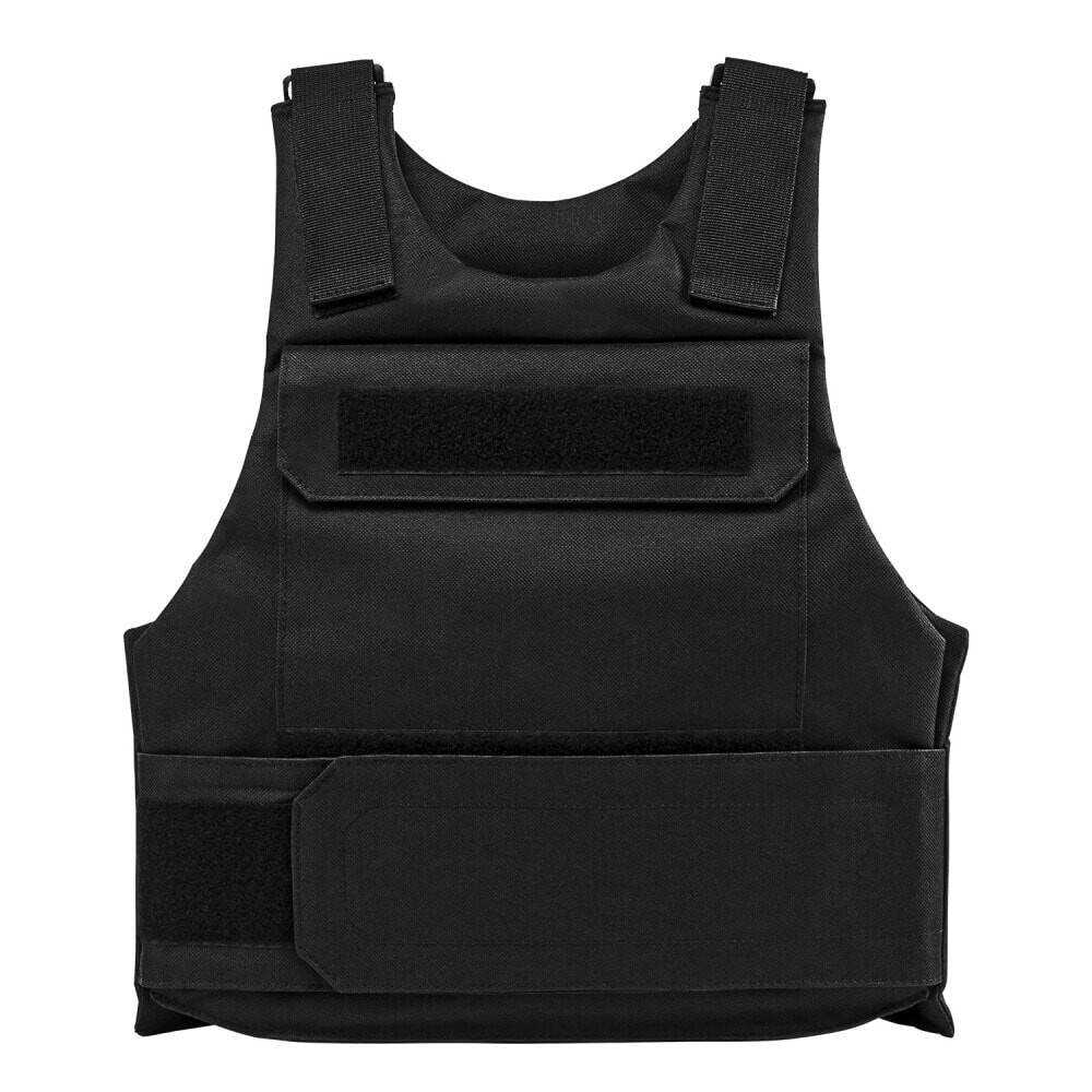 A low-profile black concealable plate carrier designed for discreet ballistic protection under clothing. The carrier features a form-fitting, lightweight design with adjustable shoulder and side straps for a secure, comfortable fit. Compatible with soft or flexible armor panels, it&#39;s ideal for law enforcement, security personnel, or civilians seeking covert protection without sacrificing mobility.