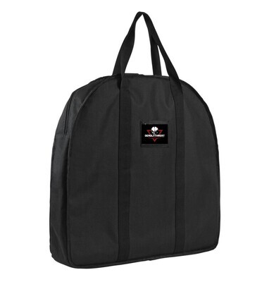 A durable black tactical storage case designed to hold and protect plate carriers or tactical vests during transport or storage. The case features a hard-shell exterior, reinforced stitching, a heavy-duty zipper closure, and a top handle for easy carrying. Ideal for law enforcement, military personnel, or tactical users looking to keep their gear secure, organized, and ready for deployment.