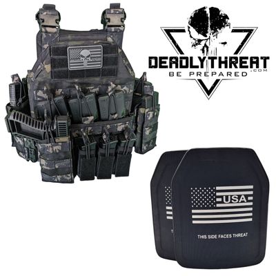 Urban Assault Ghost Camo tactical plate carrier with Level III+ special threat ballistic armor plates for high-velocity rifle protection. Features low-visibility urban camo design, MOLLE webbing, adjustable straps, and lightweight durable construction. Ideal advanced body armor for tactical operators, military, and law enforcement in urban and high-threat environments.
