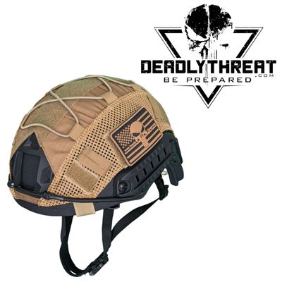 An extra-large lightweight ballistic helmet fitted with a Desert Fox camouflage cover, ideal for operations in desert and arid environments. The helmet features a low-profile design with adjustable interior padding and suspension for a secure and comfortable fit. Engineered to provide ballistic protection against handgun threats, it combines durability, concealment, and comfort for military, law enforcement, and tactical professionals.
