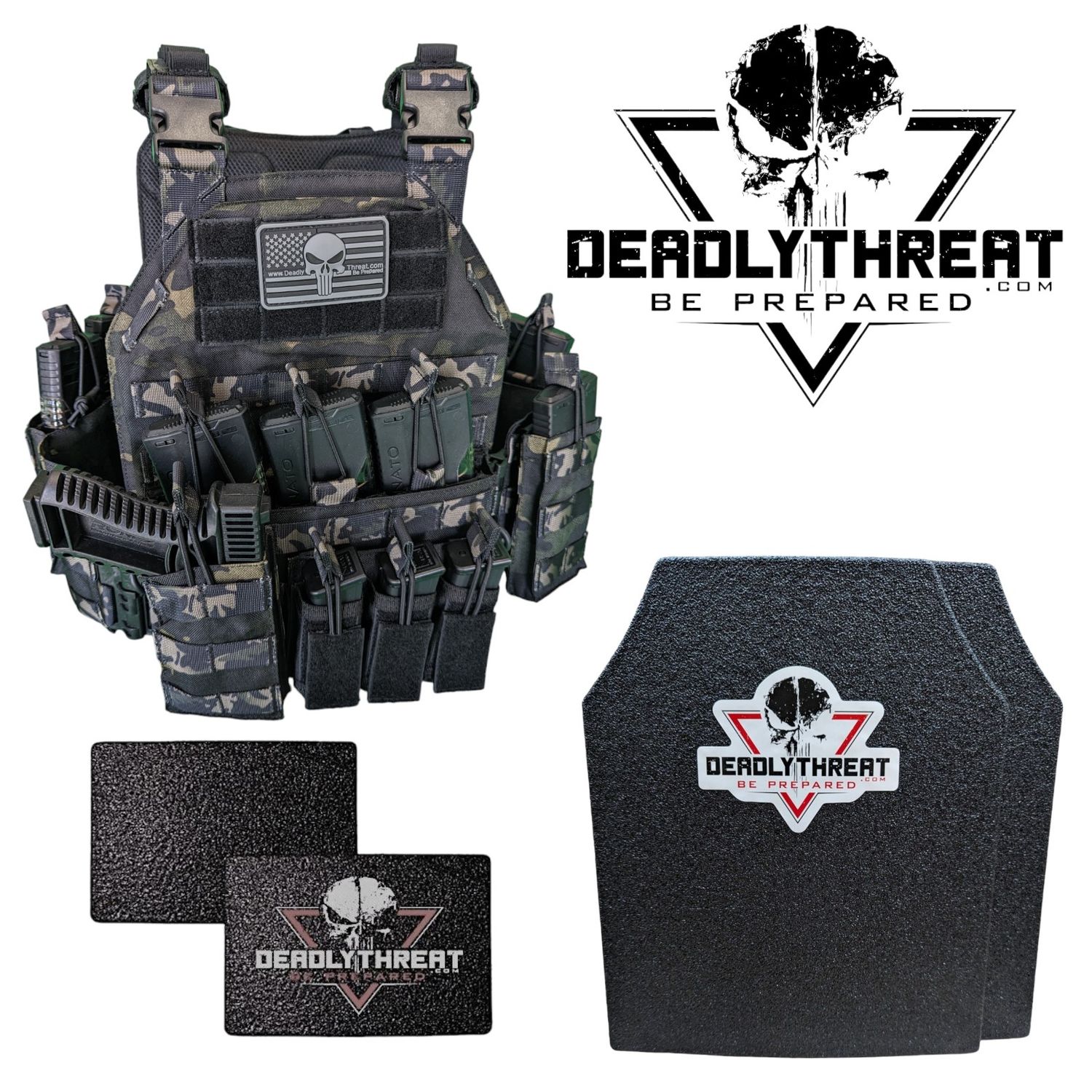 Urban Assault Ghost Camo tactical plate carrier with Level III L3 Fearless front, back, and side ballistic armor plates for full rifle-rated protection. Features low-visibility urban camo pattern, MOLLE webbing, adjustable shoulder and waist straps, and lightweight, rugged construction. Ideal full-coverage body armor for tactical teams, military personnel, and law enforcement in high-threat urban environments.