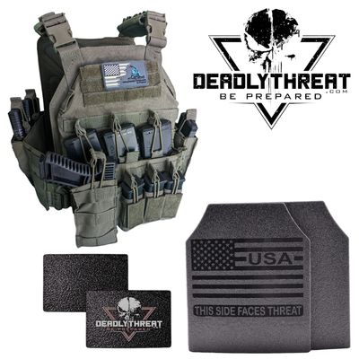 Urban Assault Phantom Sage tactical plate carrier with Level III Fearless front, back, and side ballistic armor plates for full rifle-rated protection. Features sage green camo design, MOLLE webbing, adjustable shoulder and waist straps, and lightweight, durable construction. Ideal full-coverage body armor for military, tactical teams, and law enforcement in high-threat, mixed-terrain environments.