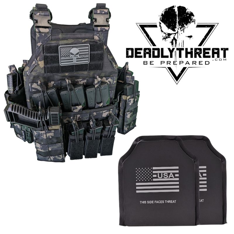 Urban Assault Ghost Camo tactical plate carrier with Level IIIA flexible soft armor panels for handgun threat protection. Features urban camo design, MOLLE webbing, adjustable straps, and lightweight low-profile construction. Ideal concealable body armor for law enforcement, security, and tactical use in urban and high-risk environments.