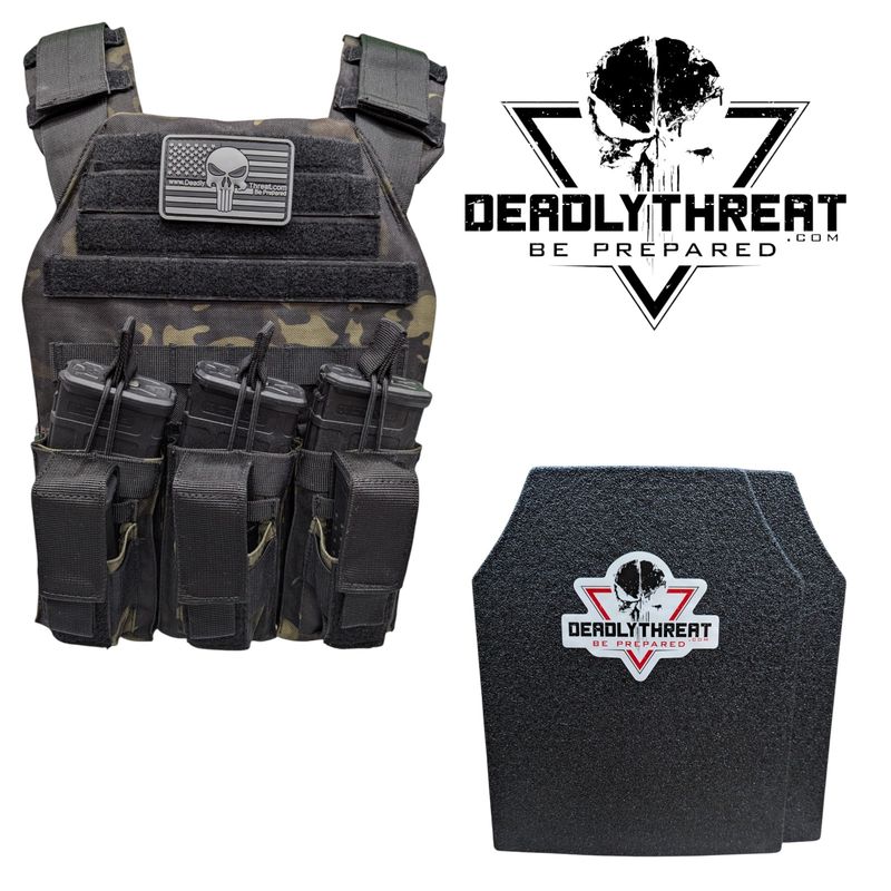 A tactical plate carrier in a sleek Ghost Camo pattern, fitted with Level III ballistic armor plates designed to stop common rifle threats. The carrier includes adjustable shoulder and waist straps for a secure and comfortable fit, MOLLE webbing for modular gear attachment, and a durable yet lightweight design. Engineered for rapid deployment and high-threat response, combining reliable protection with tactical flexibility.