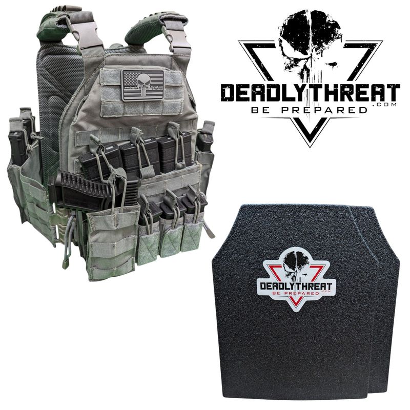 Urban Assault Denali Slate tactical plate carrier with Level III L3 Fearless ballistic armor plates for rifle-rated protection. Features a sleek slate gray colorway, MOLLE webbing, adjustable straps, and lightweight durable construction. Ideal body armor for tactical professionals, military, and law enforcement in high-threat environments.