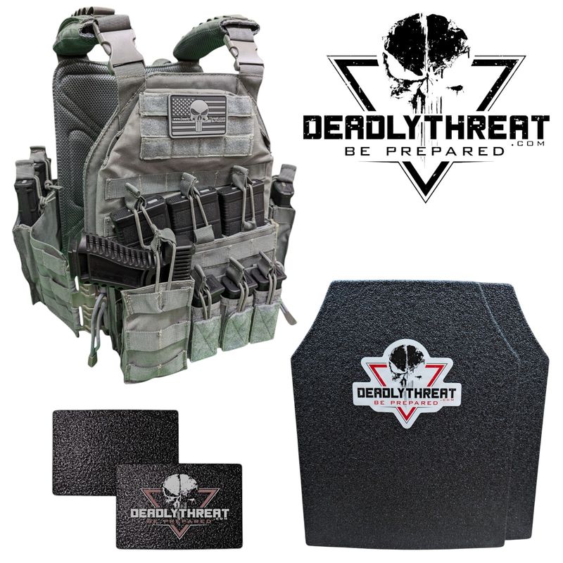 Urban Assault Denali Slate tactical plate carrier with Level III L3 Fearless front, back, and side ballistic armor plates for full rifle-rated protection. Features MOLLE webbing, adjustable shoulder and waist straps, and a rugged, lightweight design. Ideal body armor setup for military, law enforcement, and tactical operators in high-risk environments.