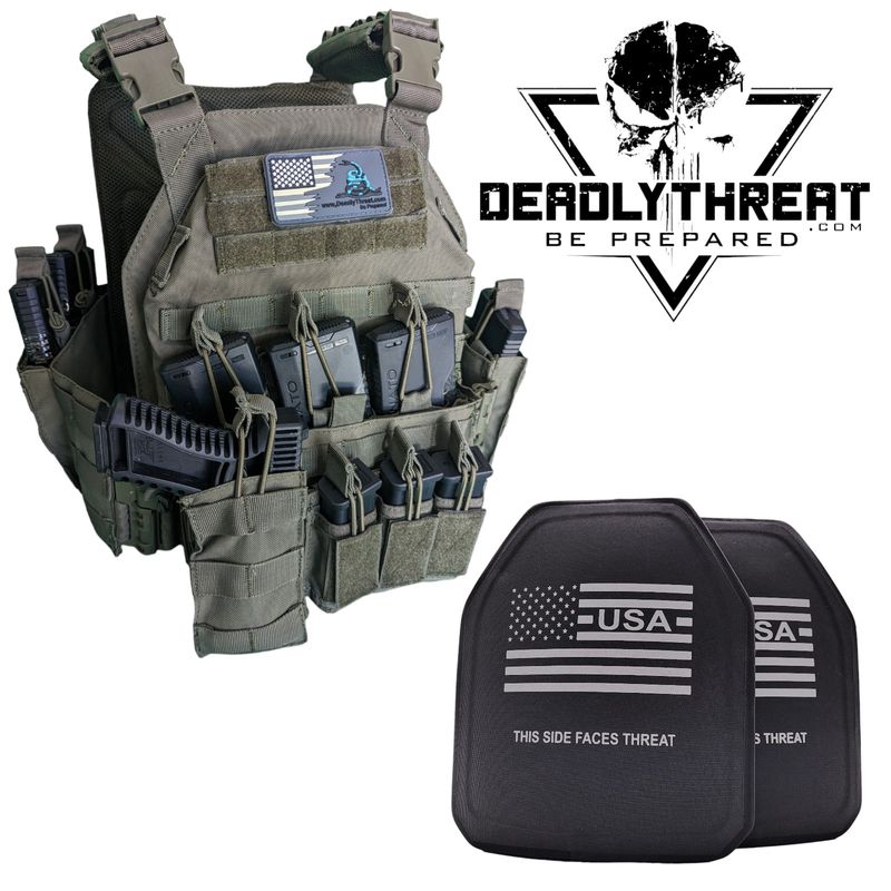 Urban Assault Phantom Sage tactical plate carrier with Level IV Ultimate ballistic armor plates for armor-piercing rifle protection. Features sage green camo design, MOLLE webbing, adjustable straps, and lightweight, durable construction. Ideal high-threat body armor for military, tactical teams, and law enforcement operating in mixed-terrain environments.