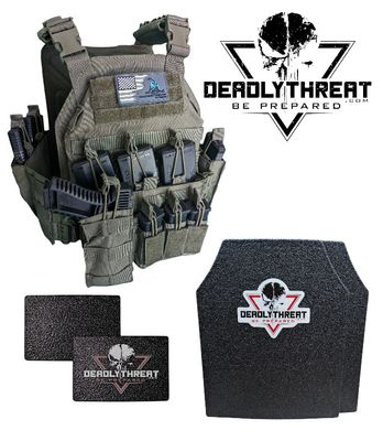 Urban Assault Phantom Sage tactical plate carrier with Level III L3 Fearless front, back, and side ballistic armor plates for full rifle-rated protection. Features sage green camo design, MOLLE webbing, adjustable straps, and a lightweight, durable build. Ideal full-coverage body armor for military, tactical operators, and law enforcement in high-threat, mixed-terrain environments.