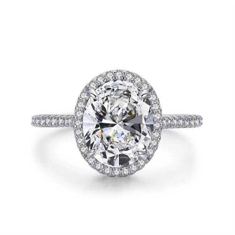 Beulah Oval Halo Ring