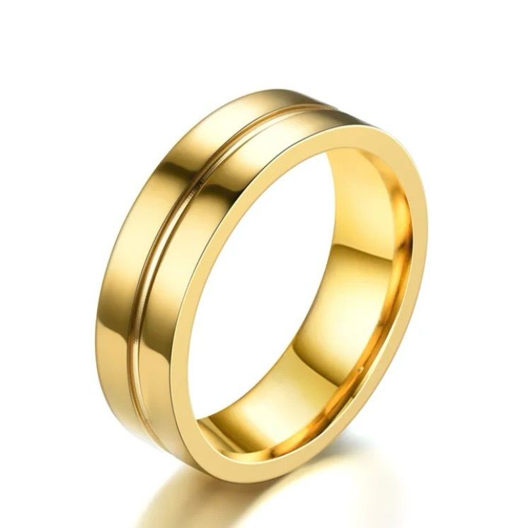 Men Plain Gold Stainless Steel Ring