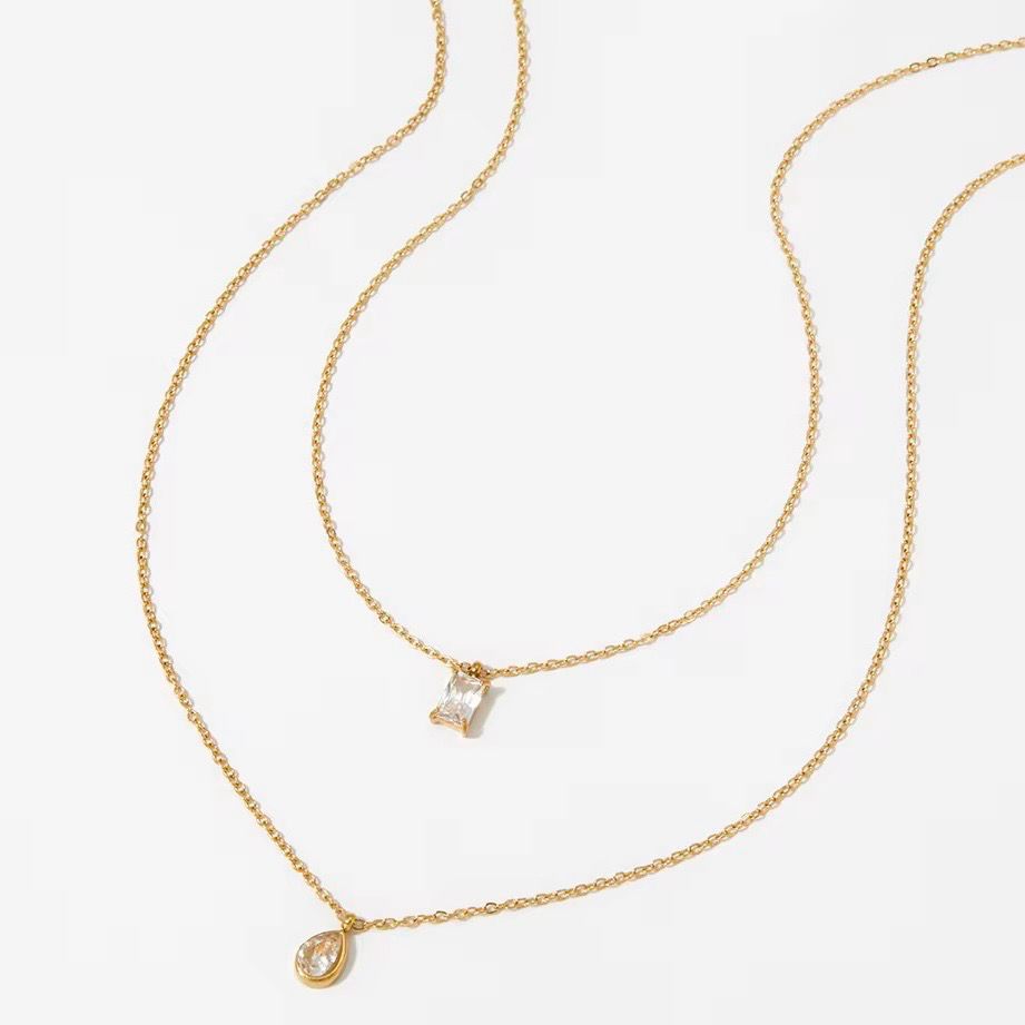 Gold Double Layered Bezel Necklace