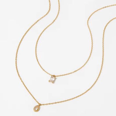 Gold Double Layered Bezel Necklace