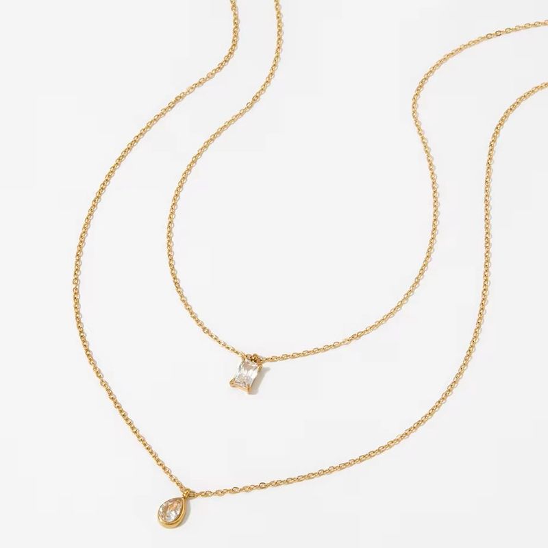 Gold Double Layered Bezel Necklace