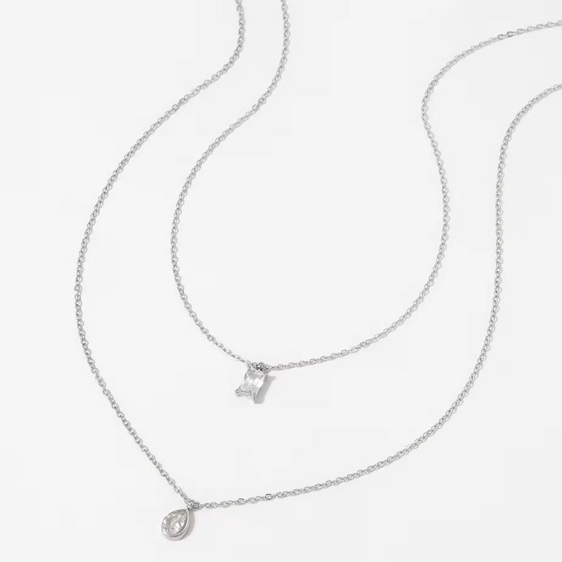 Silver Double Layered Bezel Necklace