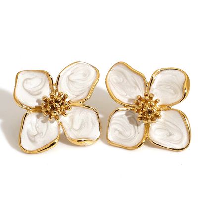 White Floral earrings