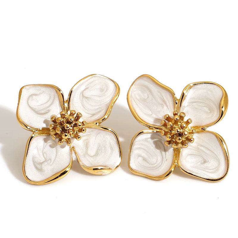 White Floral earrings