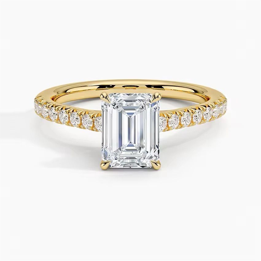 4ct Emerald Cut Gold Plated Ring PRE-ORDER