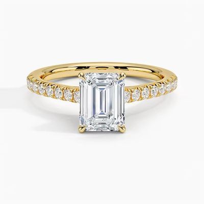 4ct Emerald Cut Gold Plated Ring PRE-ORDER