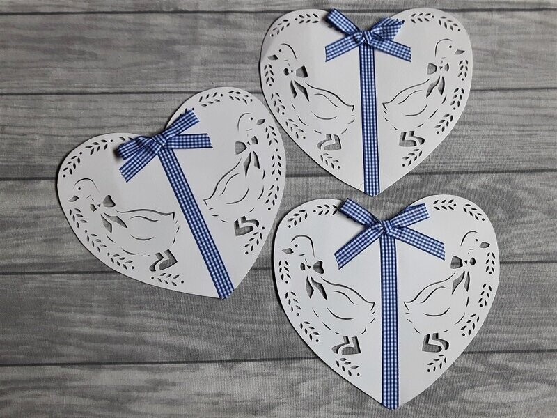 Papierherzen Landleben Gans - im 3-Set - Fensterschmuck