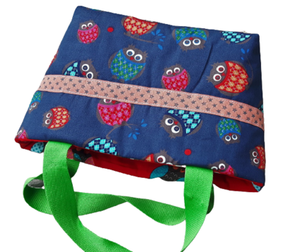 Kindertasche handmade | Eulen blau rot