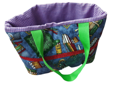 Kindertasche handmade | Gartenwerkzeuge blau lila