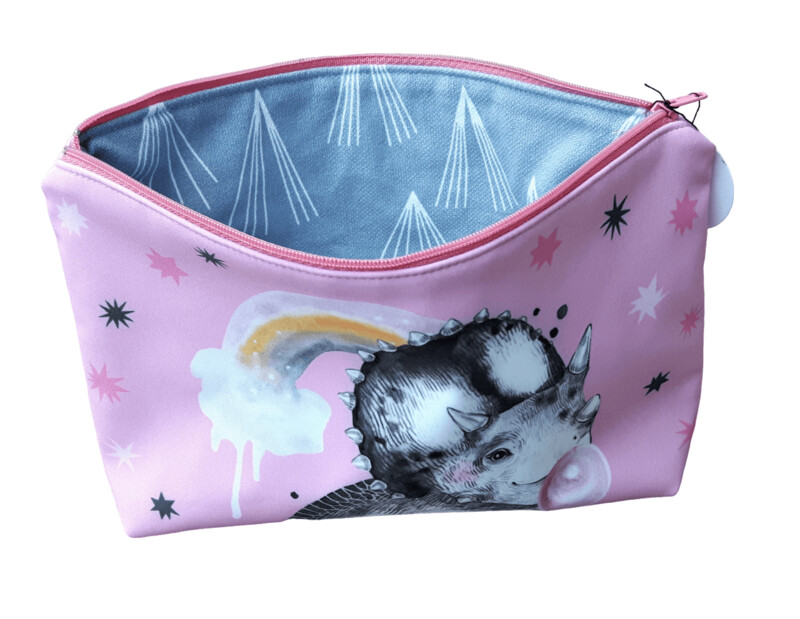 Kosmetiktasche handmade | Dinosaurier rosa