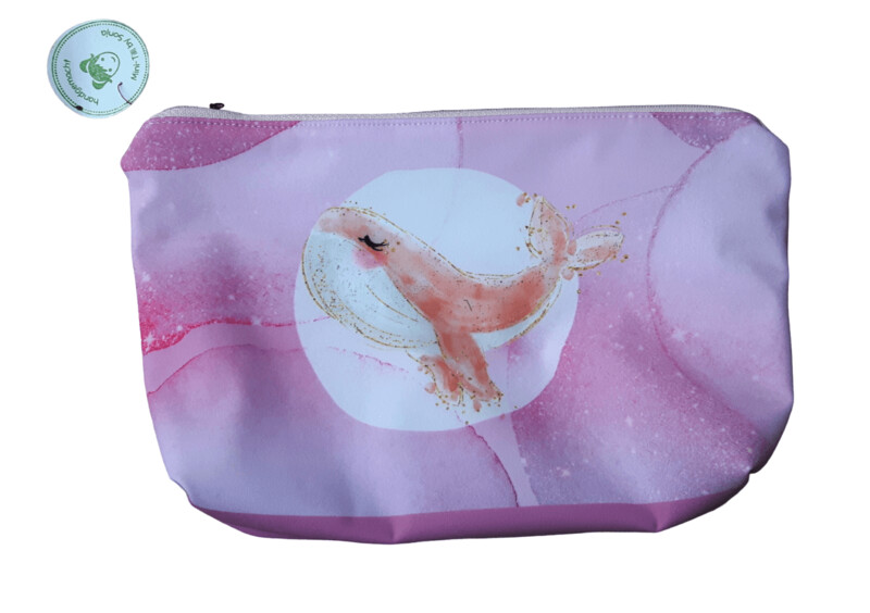Kosmetiktasche handmade | Wale rosa weiss