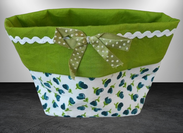 Utensilo Stoffkorb handmade | Blumen gruen/weiss