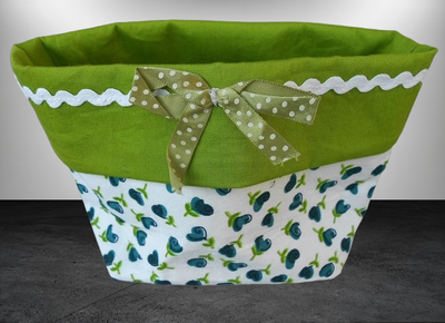 Utensilo Stoffkorb handmade | Blumen gruen/weiss