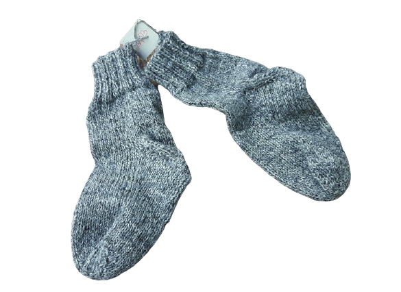 handgestrickte Kindersocken grau in Gr. 22/23
