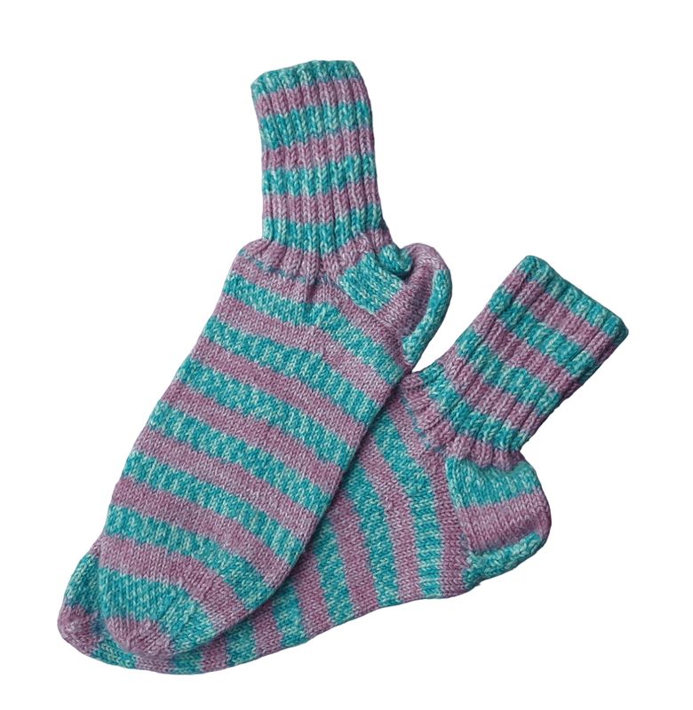 handgestrickte Damensocken rosa mint in Gr. 38