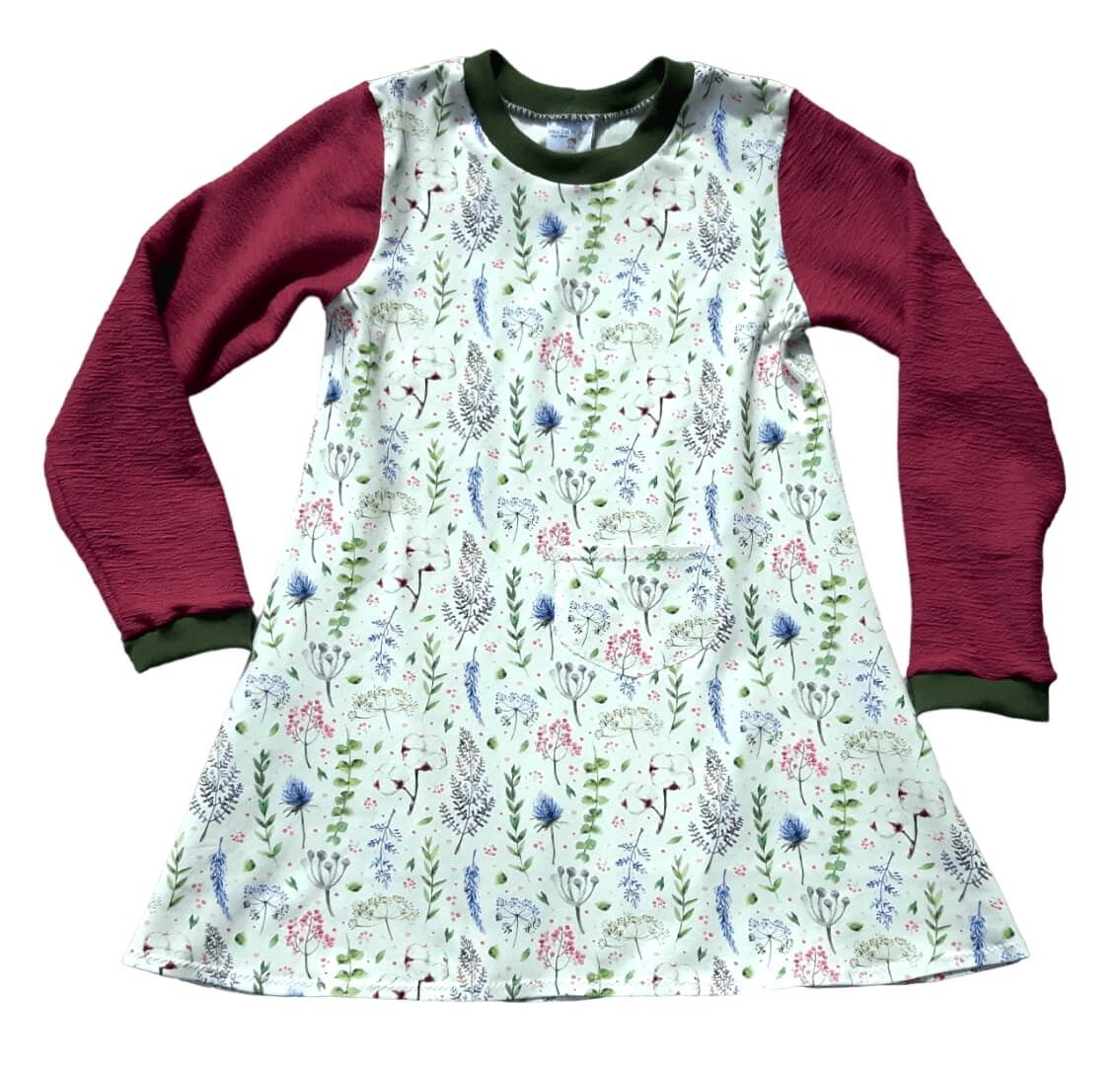 Kinderkleid langarm SOMMERBLUMEN in Gr. 116