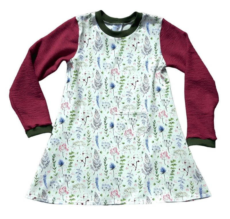 Kinderkleid langarm SOMMERBLUMEN in Gr. 116