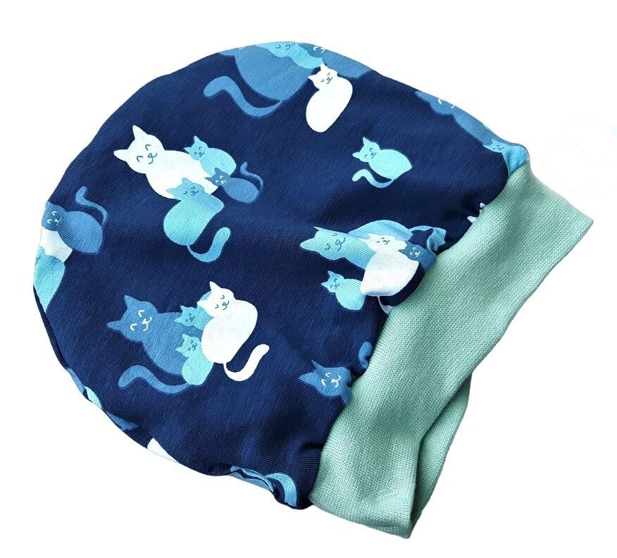 Baby Beanie  KATZEN BLUMEN / 9-12 Monate