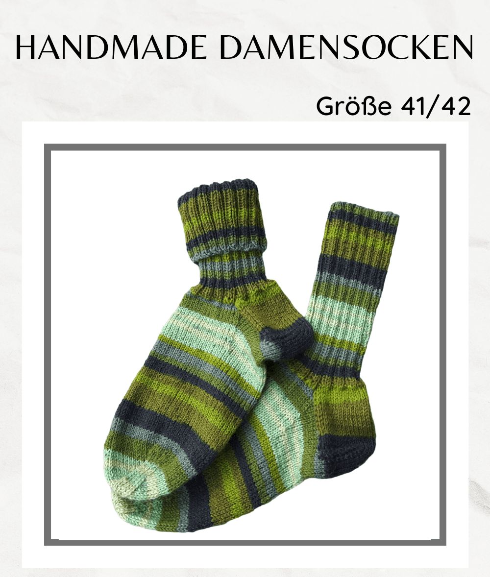 handgestrickte Damensocken gruen in Gr. 41/42