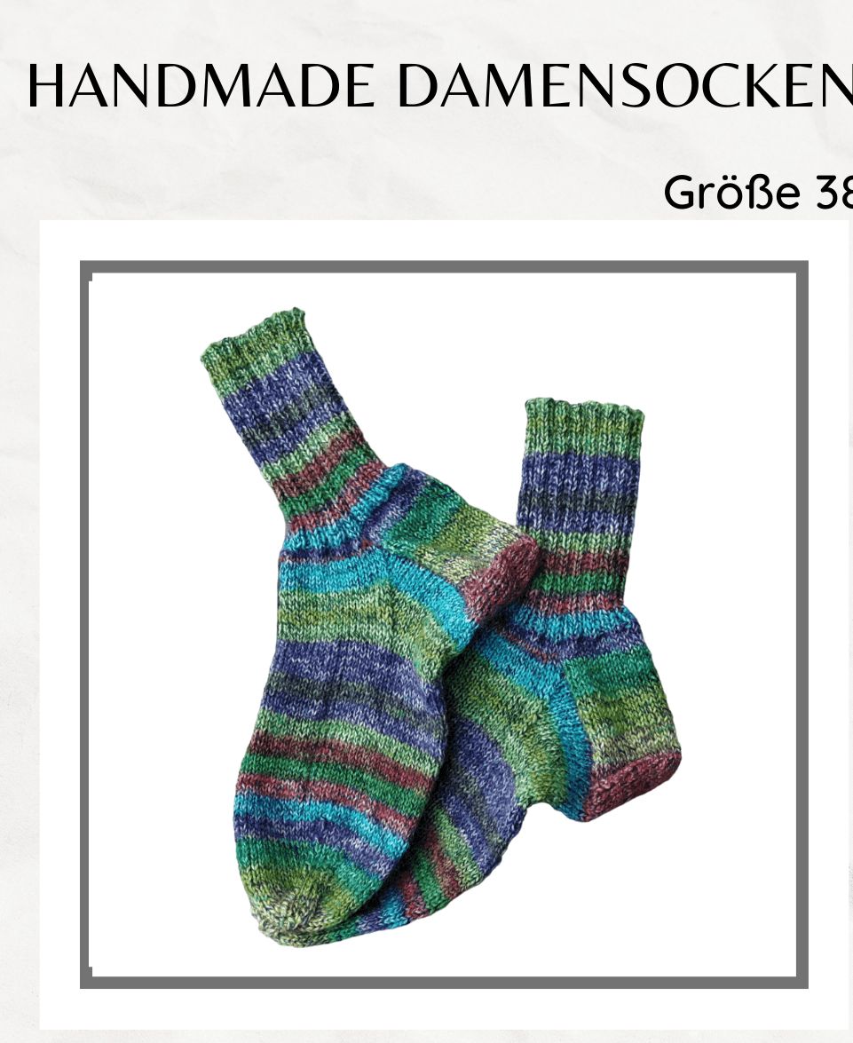 handgestrickte  Damensocken mint lila in Gr. 38