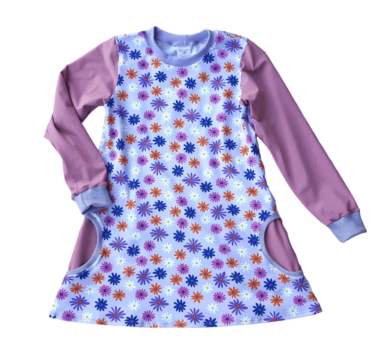 Kinderkleid langarm  BLUMENMEER in Gr. 128