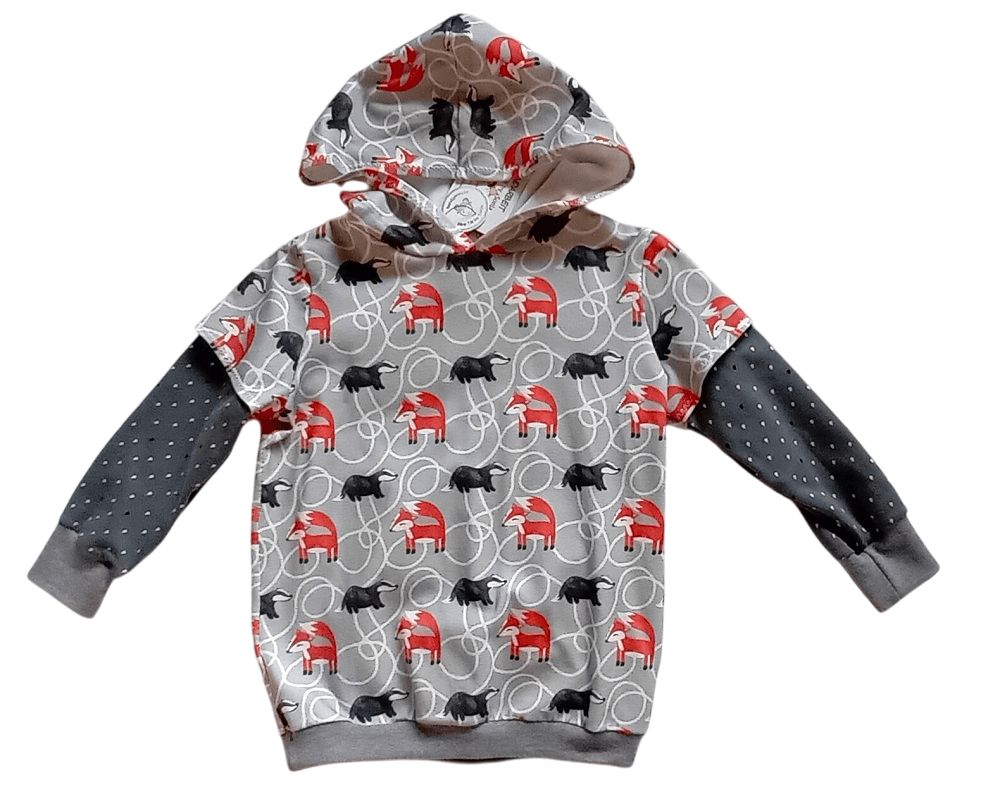 Kapuzenpullover Jungen FUCHS mit DACHS in Gr. 98/104