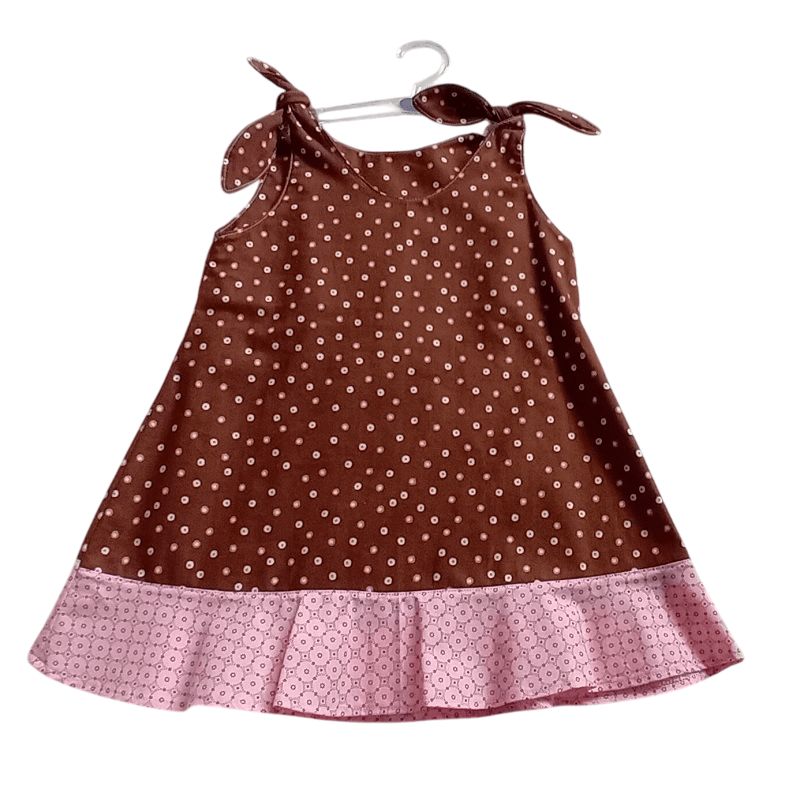 Tunikakleid Kinder PUNKTE BRAUN-ROSA  in Gr. 86/92
