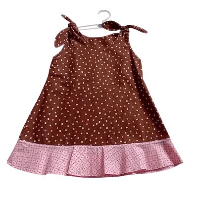 Tunikakleid Kinder PUNKTE BRAUN-ROSA  in Gr. 86/92