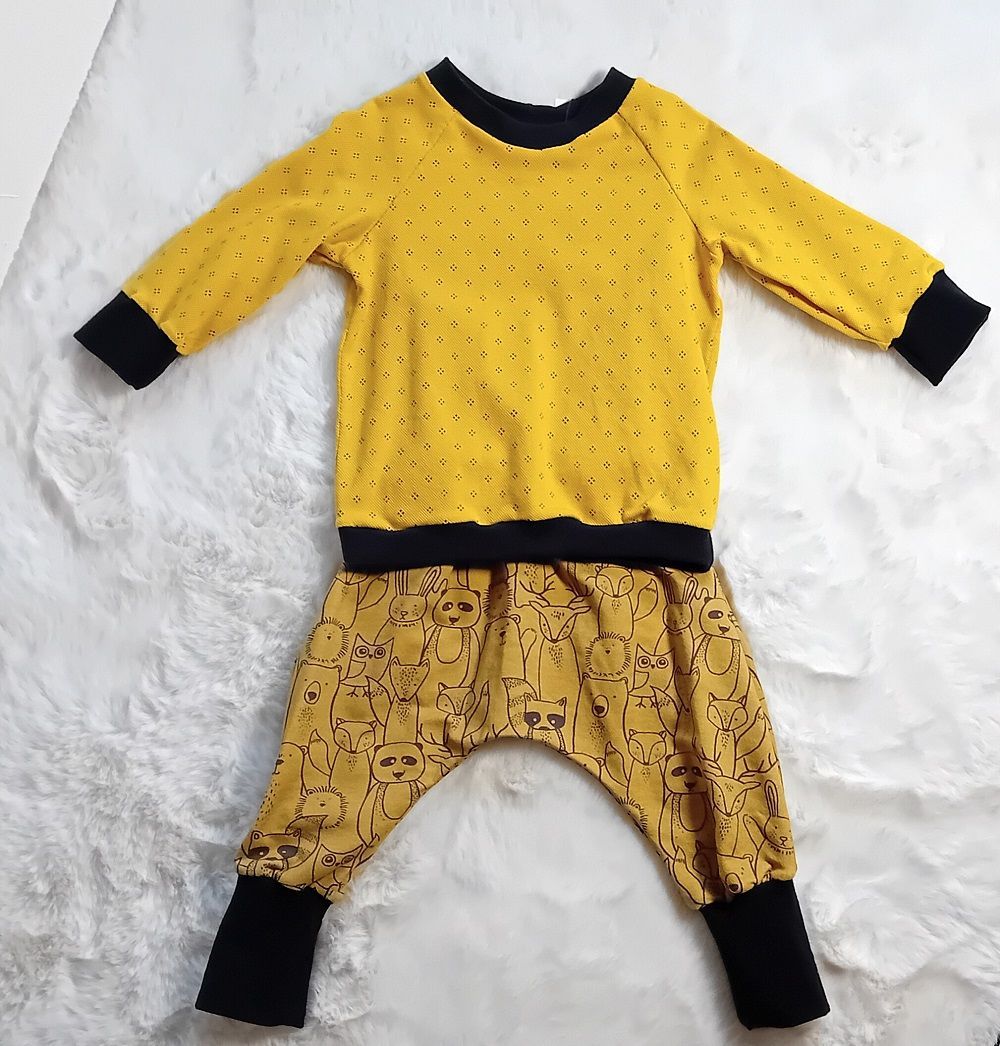 Baby Set Pumphose und Pullover WALDTIERE in Gr. 68/74