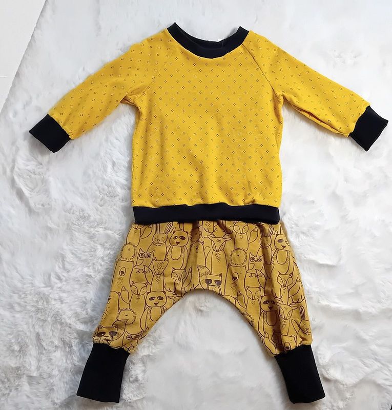 Baby Set Pumphose und Pullover WALDTIERE in Gr. 68/74