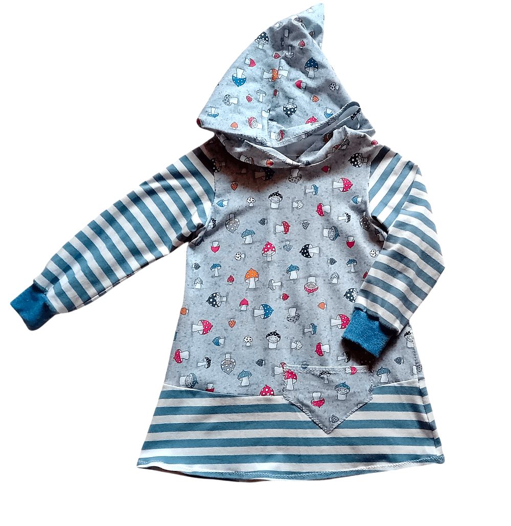 Kapuzenkleid Kinder langarm PILZE in Gr.  92